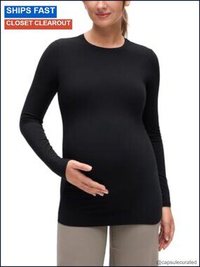 Maternity Long Sleeve Crewneck Pullover Sweater Slim Fit Pregnancy Top